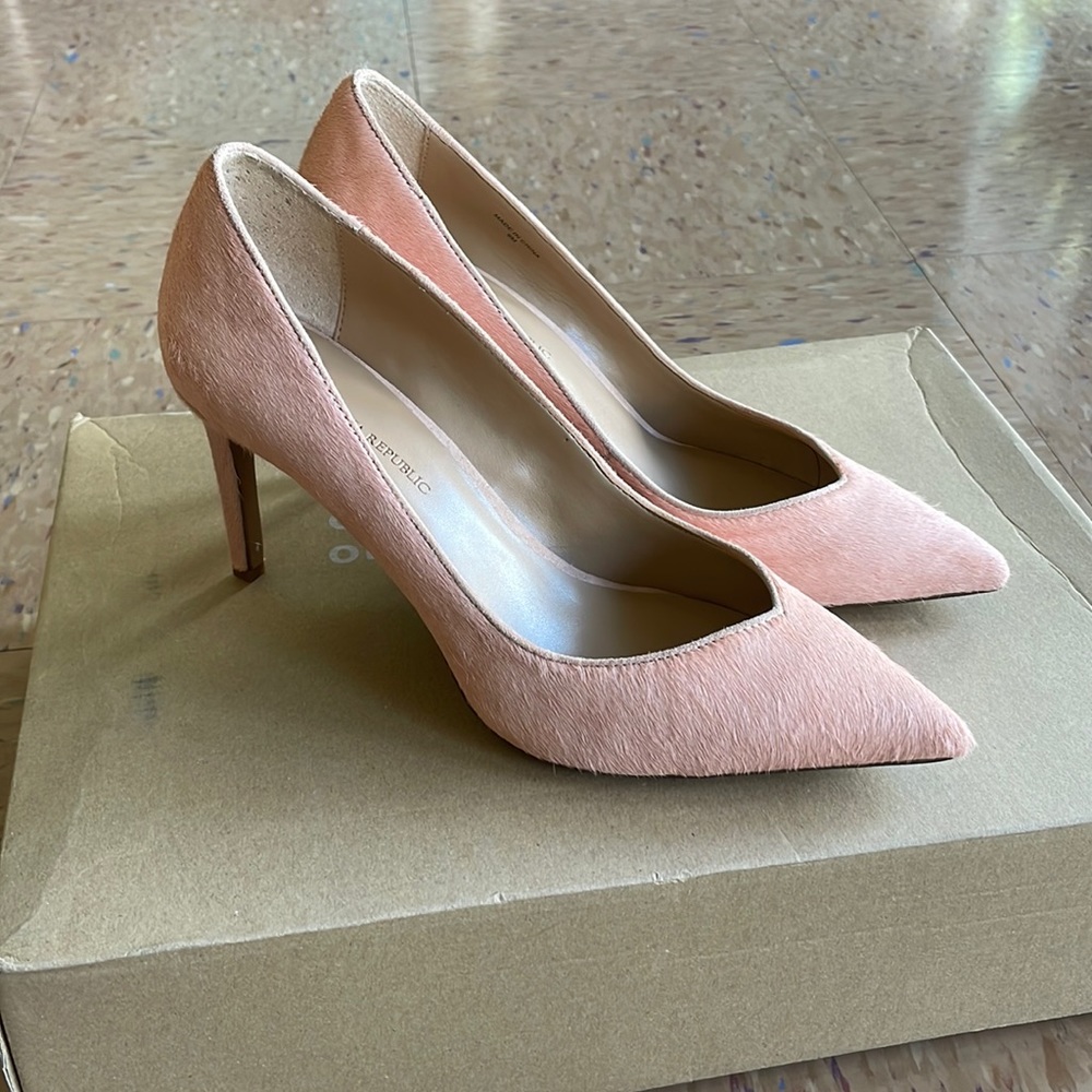 Calf hair pumps.